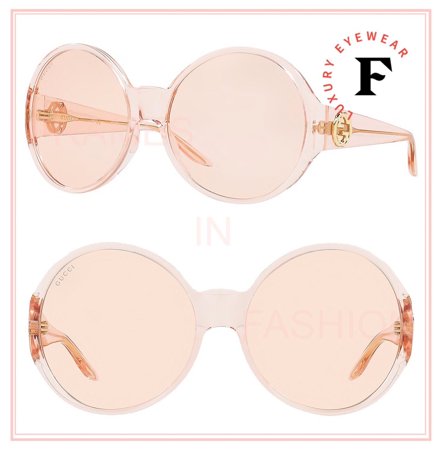 Pre-owned Gucci 0965 Light Peach 003 Logo Summer Oversized Sunglasses Gg0954s Authentic In Pink