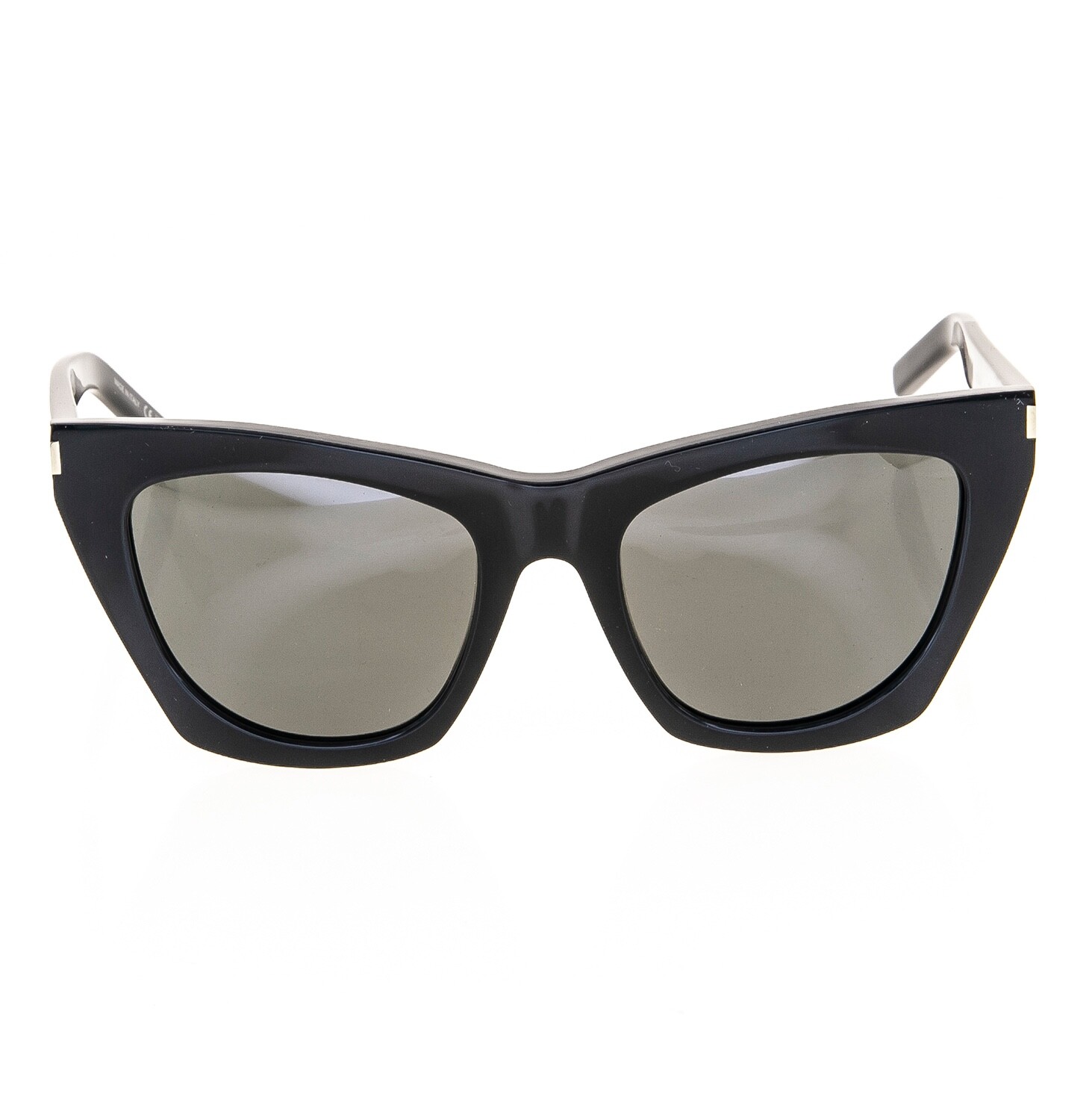 Pre-owned Saint Laurent Kate Ysl Sl214 001 Black Gray Unisex Cat Eye Logo Sunglasses 214
