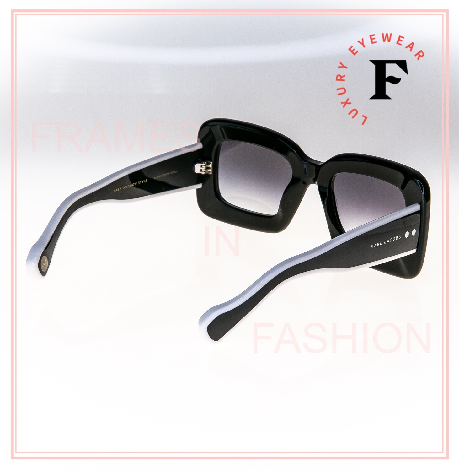 Pre-owned Marc Jacobs 501 Fashion Show Style White Black Stripe Line Mj501s Sunglasses In Gray