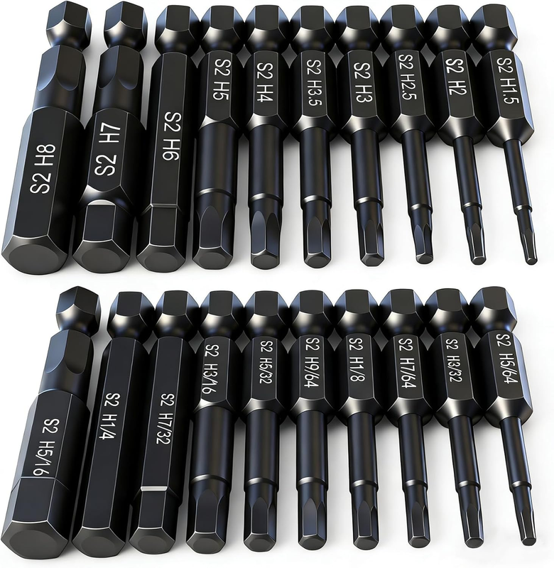 Hex Head Allen Wrench Drill Bit Set (10Pc Metric & 10Pc SAE), PTSLKHN Allen Wren