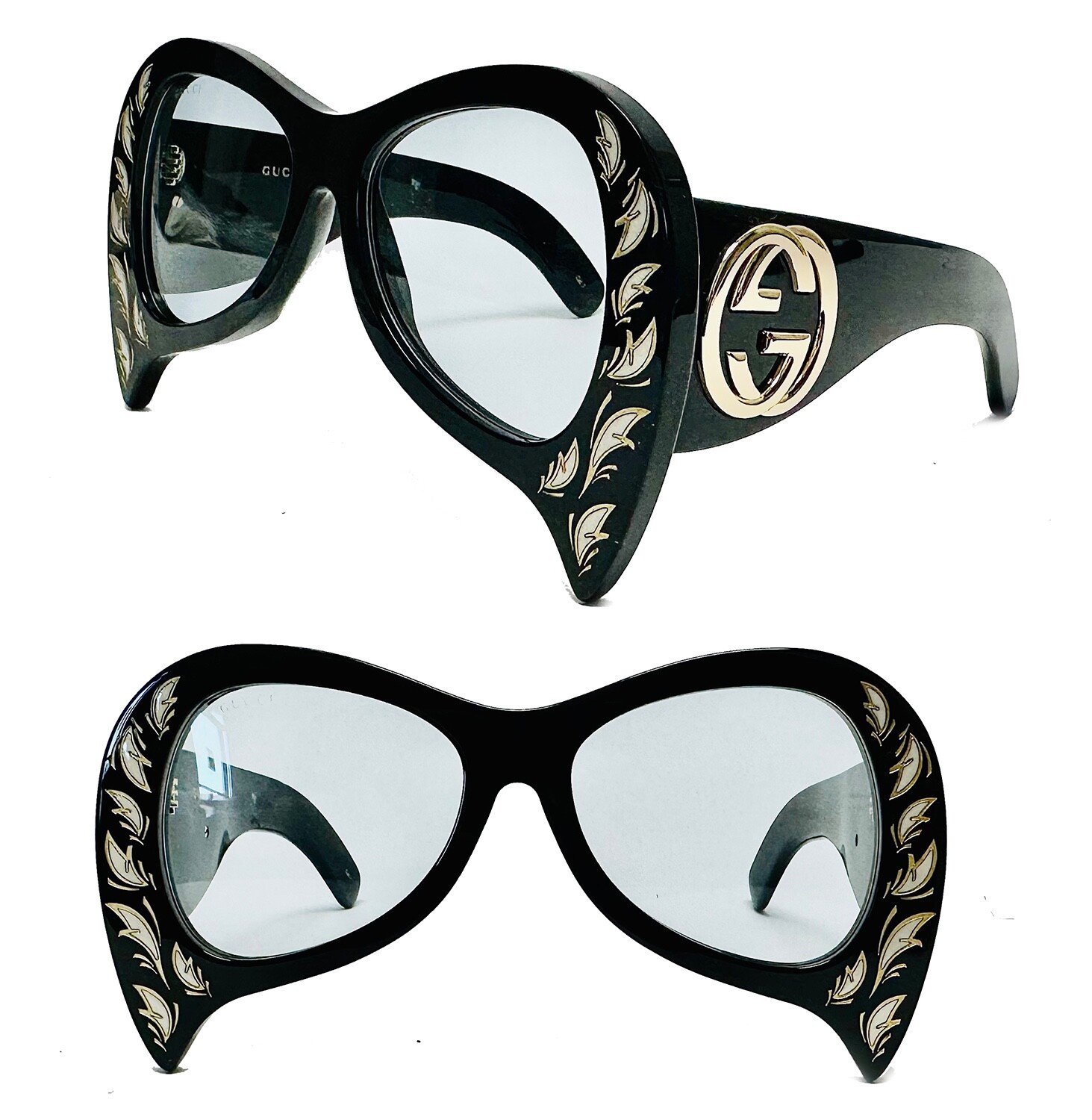 GUCCI HOLLYWOOD FOREVER Mother Of Pearl Feather 0143 Black GUCCI HOLLYWOOD FOREVER Mother Of Pearl Feather 0143 Black