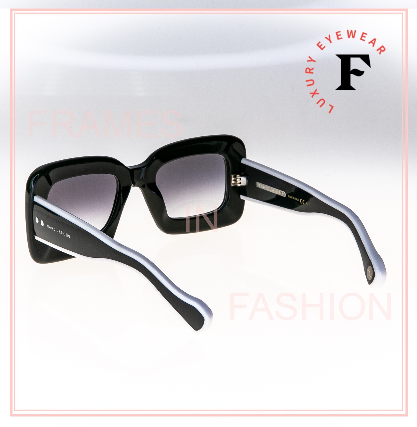 Pre-owned Marc Jacobs 501 Fashion Show Style White Black Stripe Line Mj501s Sunglasses In Gray