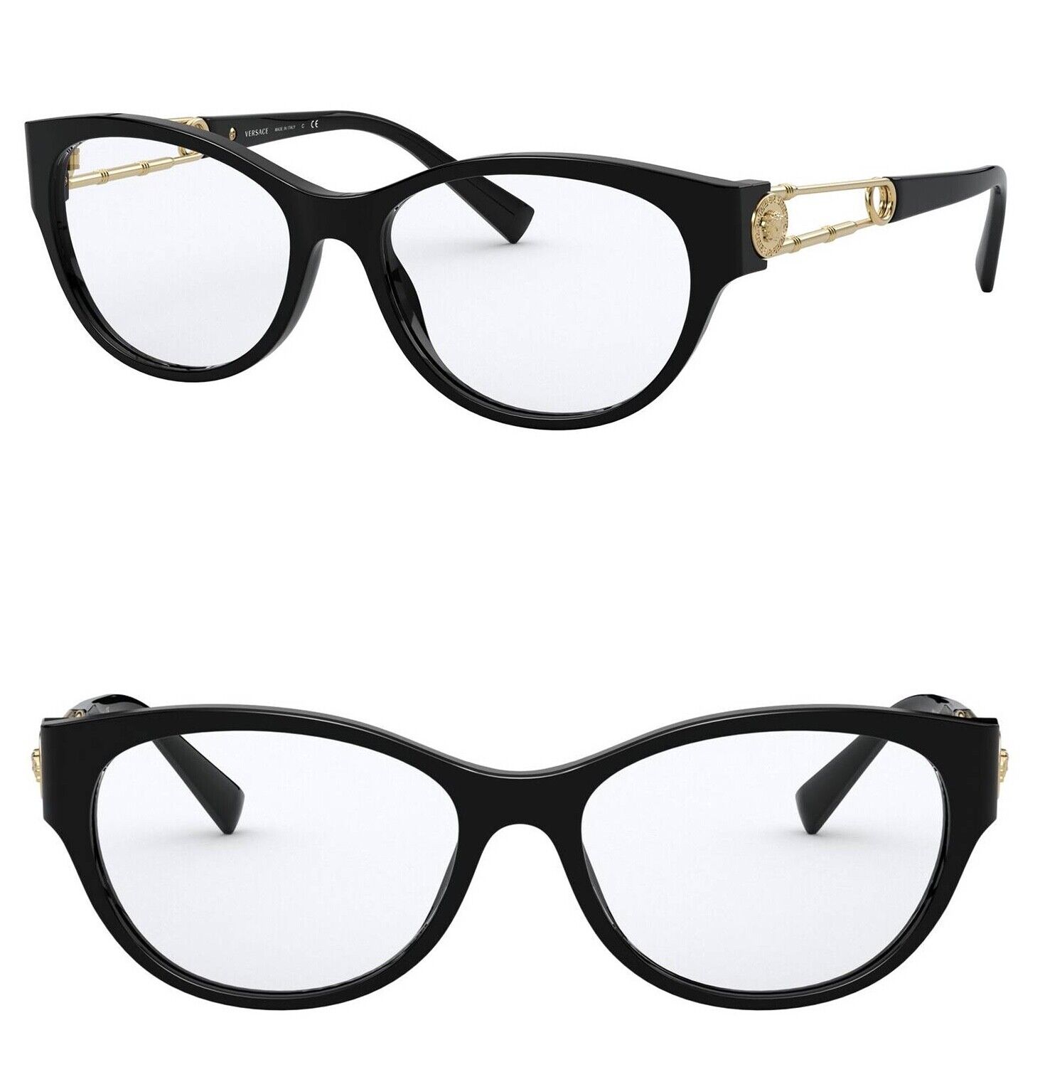 VERSACE SAFETY PIN Medusa Black Gold VE3289 Eyeglasses 3289 VERSACE SAFETY PIN Medusa Black Gold VE3289 Eyeglasses 3289