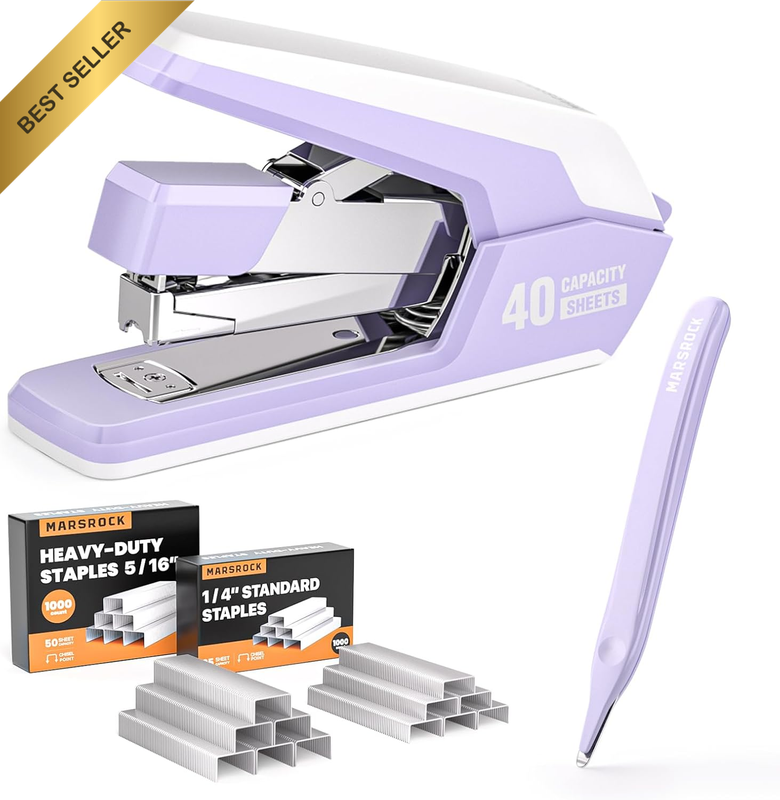 Effortless Stapler for Desk with 40-50 Sheet Capacity, 2000 Staples, 1-Touch Sta