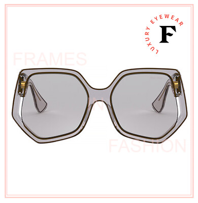 Pre-owned Miu Miu Collection 07v Translucent Gray Geometric Oversized Sunglasses Mu07vsa