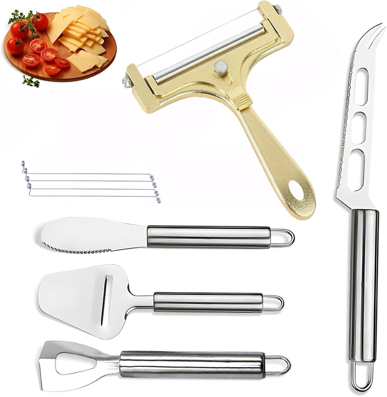 Stainless Steel Cheese Slicer & Cheese Plane Tool Set, Adjustable Thickness for