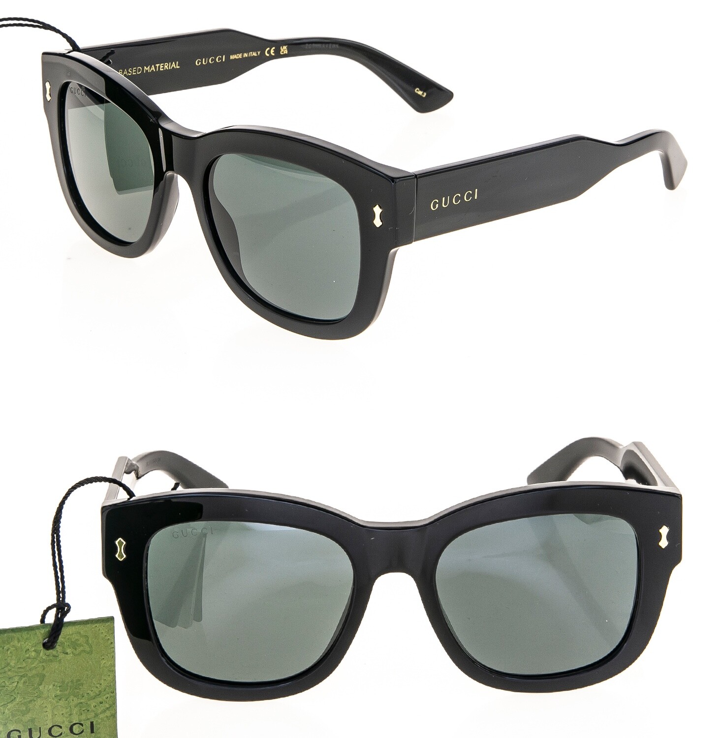Pre-owned Gucci Authentic 1110 Black Chunky Bio Based Bold Sunglasses Gg1110s 001 Unisex In Gray