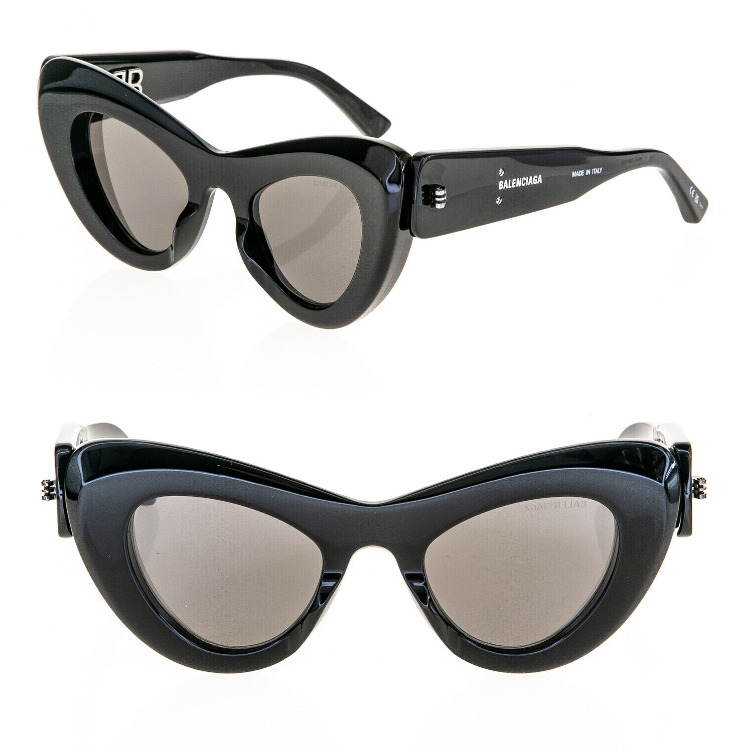 Pre-owned Balenciaga Mega Inside Out 0204 Black 001 Fashion Bb Logo Sunglasses Bb0204s In Gray