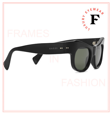 Pre-owned Gucci 0870 Black Green Rectangular Runway Unisex Gg0870s 001 Fashion Sunglasses