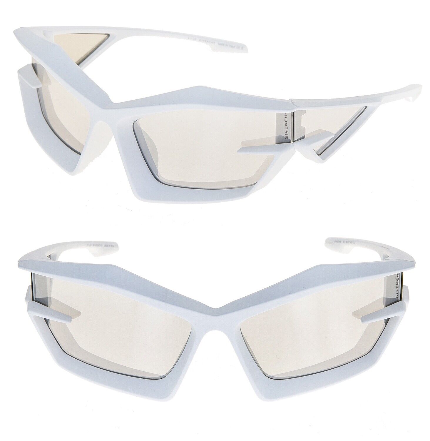 Pre-owned Givenchy Giv Cut 40049 White Silver Mirrored Runway Unisex Gv40049u Sunglasses