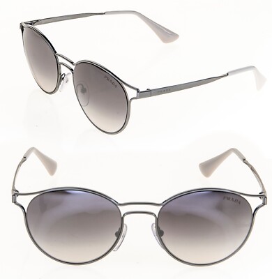 prada womens 62ss cinema gold tone round cat eye sunglasses zvn1c0 italy 174900238111