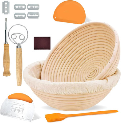 Sourdough Bread Baking Supplies 10'' round Banneton Bread Proofing Basket Linen