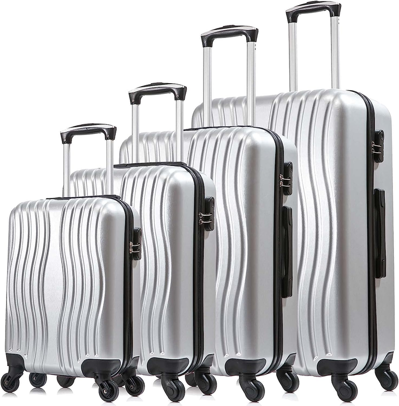 4 Piece Luggage Set PC Material Hard Shell Suitcase with Spi