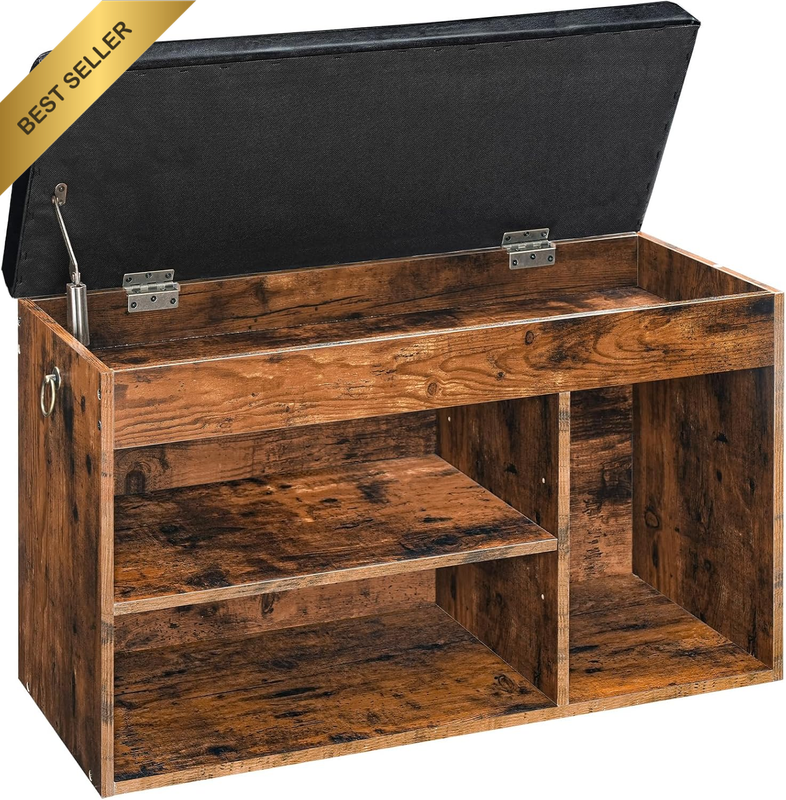 Shoe Storage Bench with Padded Cushion, Entryway Bench with Flip-Open Storage Bo