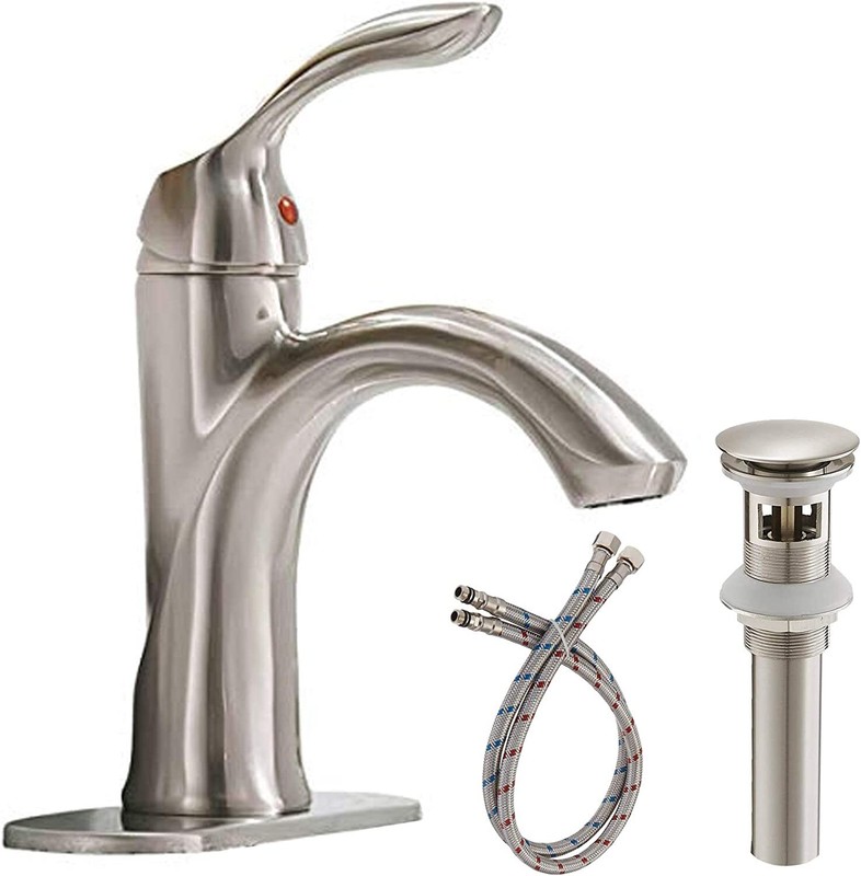 Bathroom Faucet Single Handle One Hole Vanity Satin Sink wit