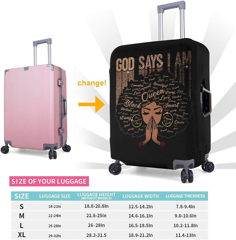 Travel Suitcase Protector African American Woman Elastic Protective Washable Lug