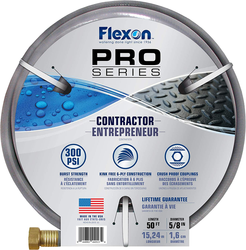 Flexon Contractor Grade Garden Hose, 60 Ft, Gray