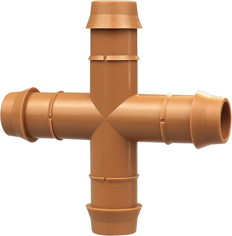 Drip Irrigation Fittings Barbed Cross Tee for 1/2" Irrigation Tubing(0.600" ID),