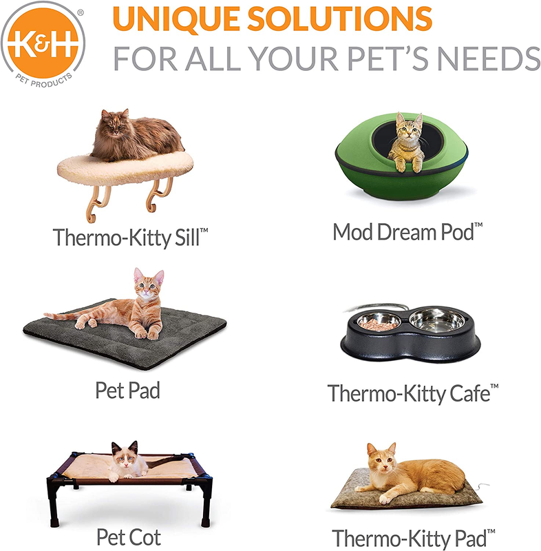 K&H Pet Products Heated Cat Bed Thermo-Kitty Bed, Heated Pet Bed for Indoor Cats