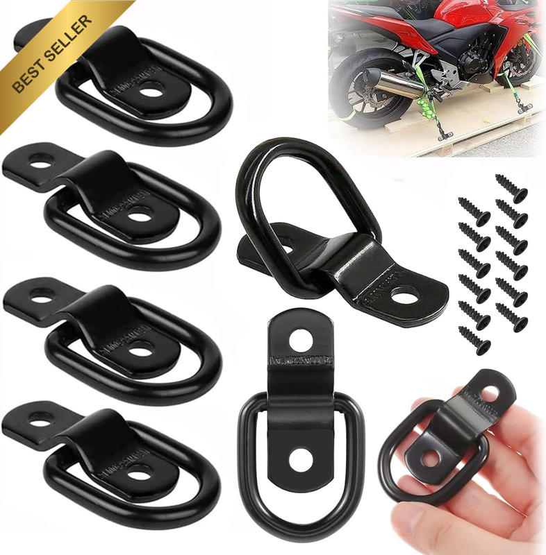 6 Pcs Heavy Duty Steel D Rings Tie down Anchors, 1/4" D Lashing Ring Cargo Tie d