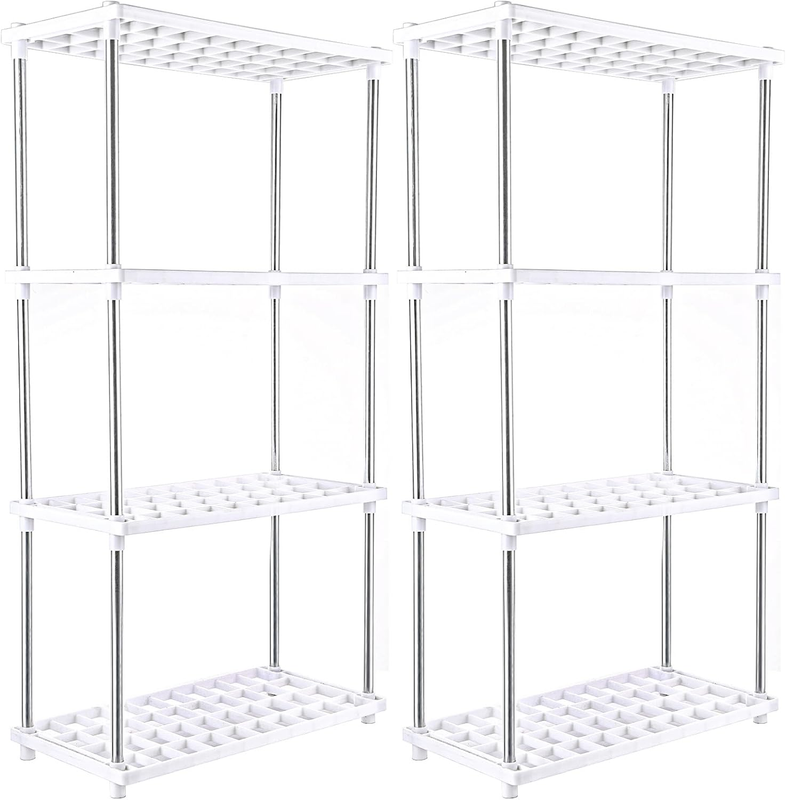 YOUNTHYE 2Pcs Plastic Shelving Units, 80X40X21Cm Modern Garage Shelving Units, 4