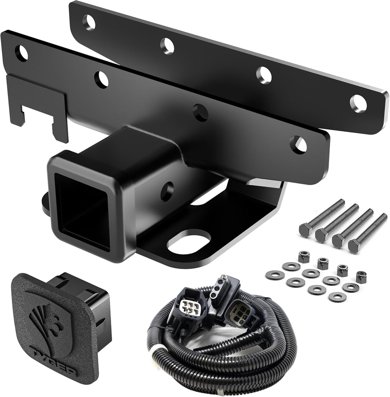 TG-HC2J001K Towing Combo: 2inch Receiver & Wiring Harness & Hitch Cover Fits 200