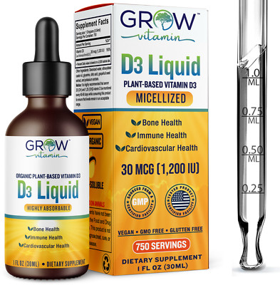 Organic Vitamin D3 Joint Support Liquid Supplement Water-Soluble - 750 SERVINGS