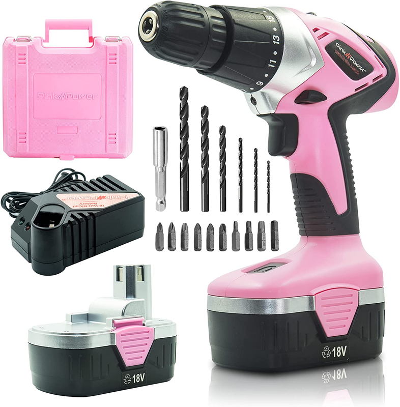 Set For Women 18v Pink Cordless Drill Driver Tool Kit For Wo