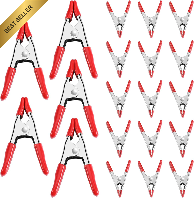 20 Pack Steel Spring Clamp Set 15x 3/4" & 5x 1" Clamps