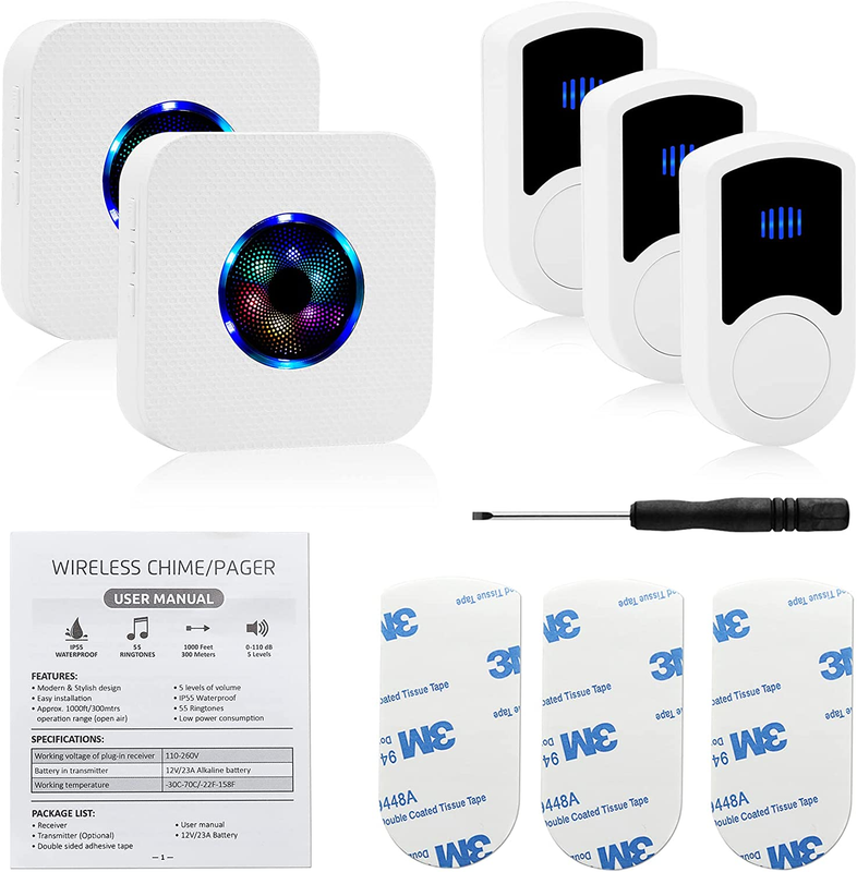Wireless Doorbell,  Waterproof Classroom Doorbell Chime for Home/Office/Business