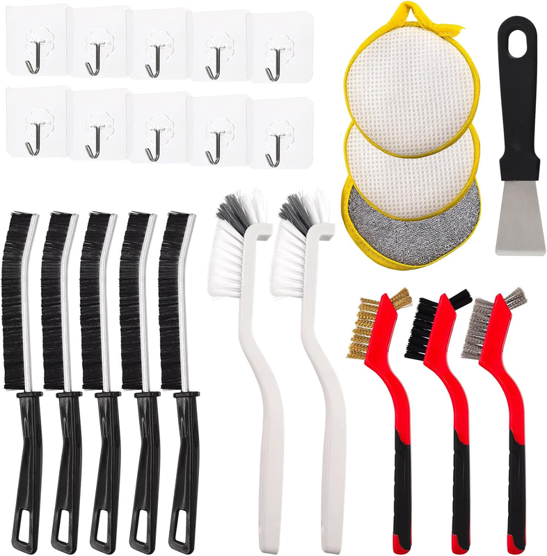 24Pcs Hard Bristle Crevice Cleaning Brush Set, Crevice Brushes, Right-Angle Brus