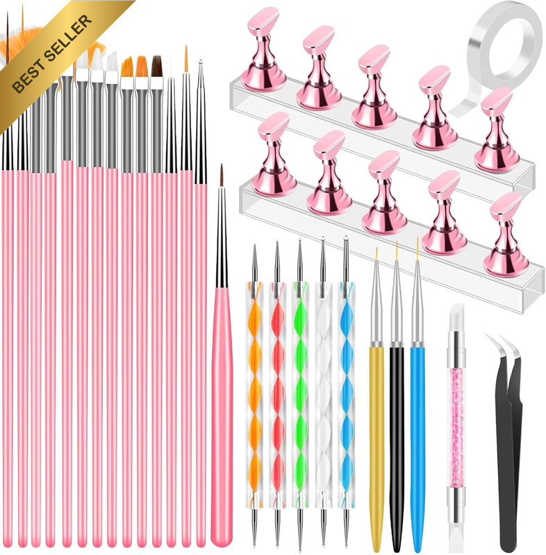 Nail Art Tools Set, Nail Brush, Nail Stand for Press on Holder for Painting Nail