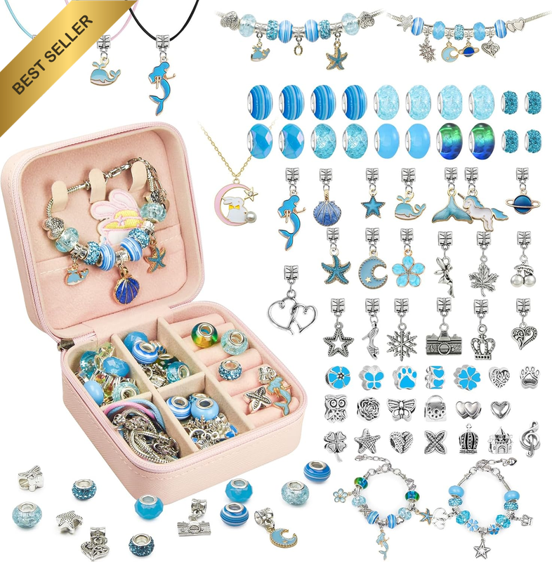 Charm Bracelet Making Kit, 66 Pcs DIY Beaded Jewelry Making Supplies Beads, Brac