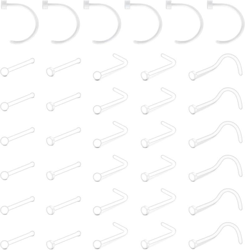 18G Clear Nose Studs Plastic Nose Ring for Work Surgery Flexible Nose Retainer B