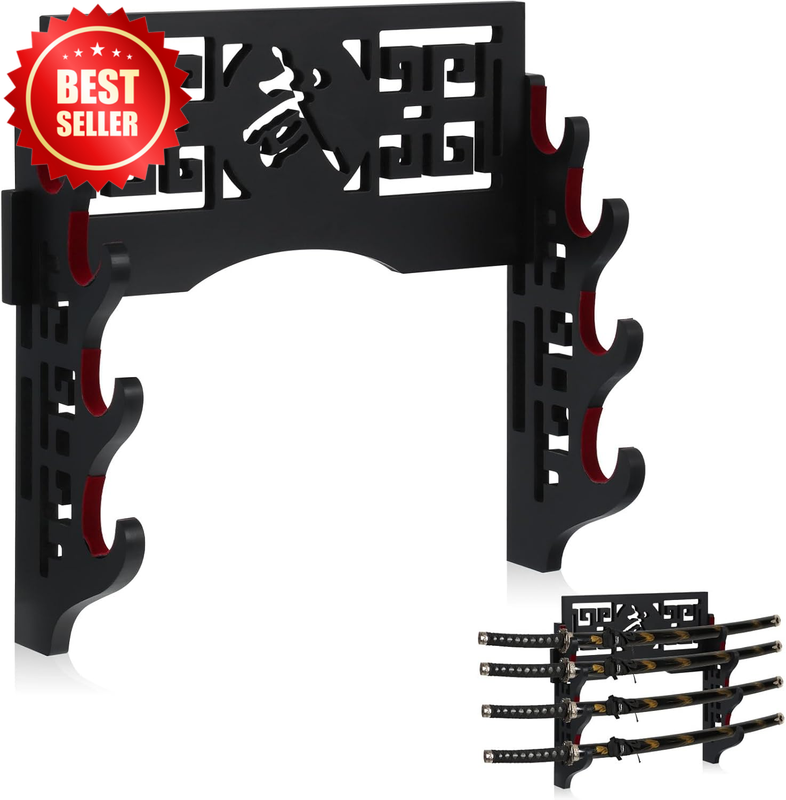 Katana Stand Sword Holder Wall Mount Display Samurai Rack Hanger 4 Tier US