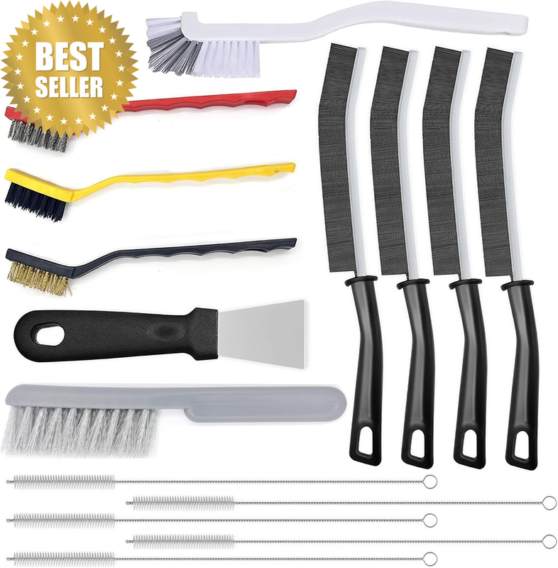 15-Piece Crevice Cleaning Brush Set, Hard Bristle Grout Scrub Brush Multi-Purpos