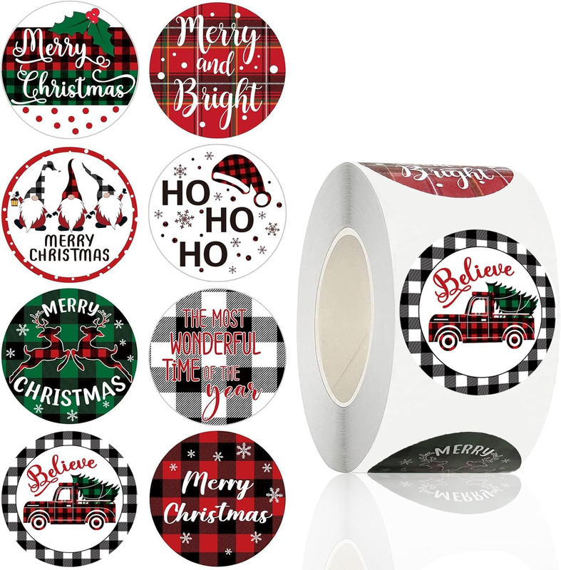 Christmas Stickers 500 Pcs Roll for Gift Wrapping and Party Bags