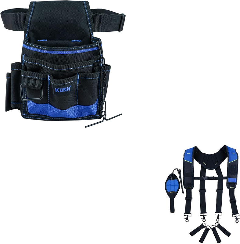 Electrician Tool Pouch with Waist Belt & Tool Belt Suspender with Magnetic Wristband