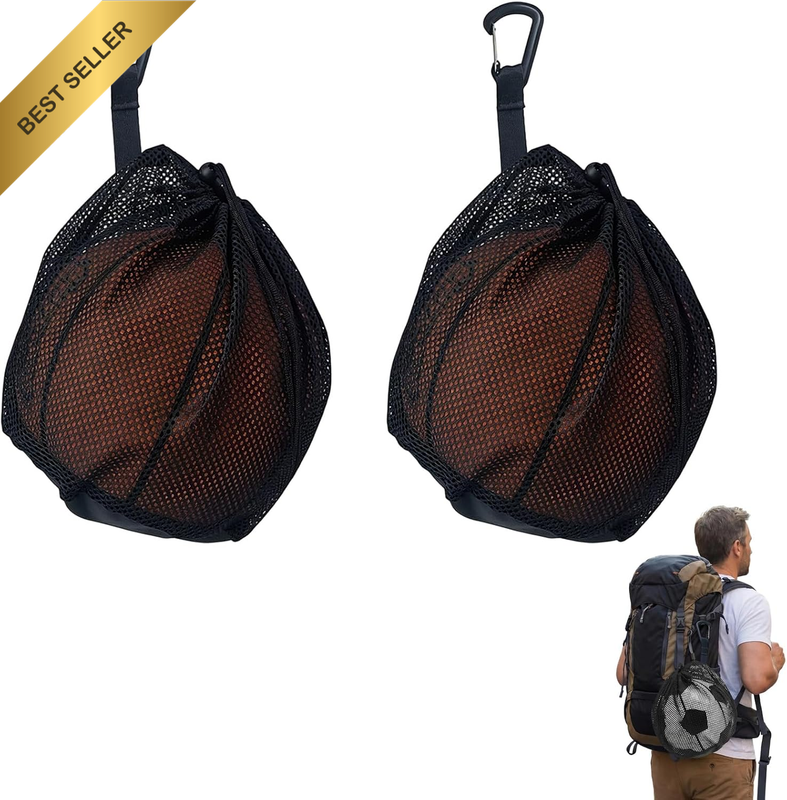 2 Pcs Basketball Mesh Bag - Lightweight Drawstring Polyester Backpack for Sports