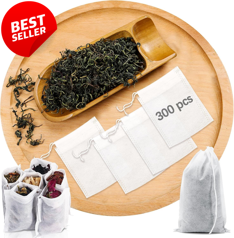 300 Pack Empty Tea Bags Drawstring Loose Leaf Coffee Herb Spice Filters - US