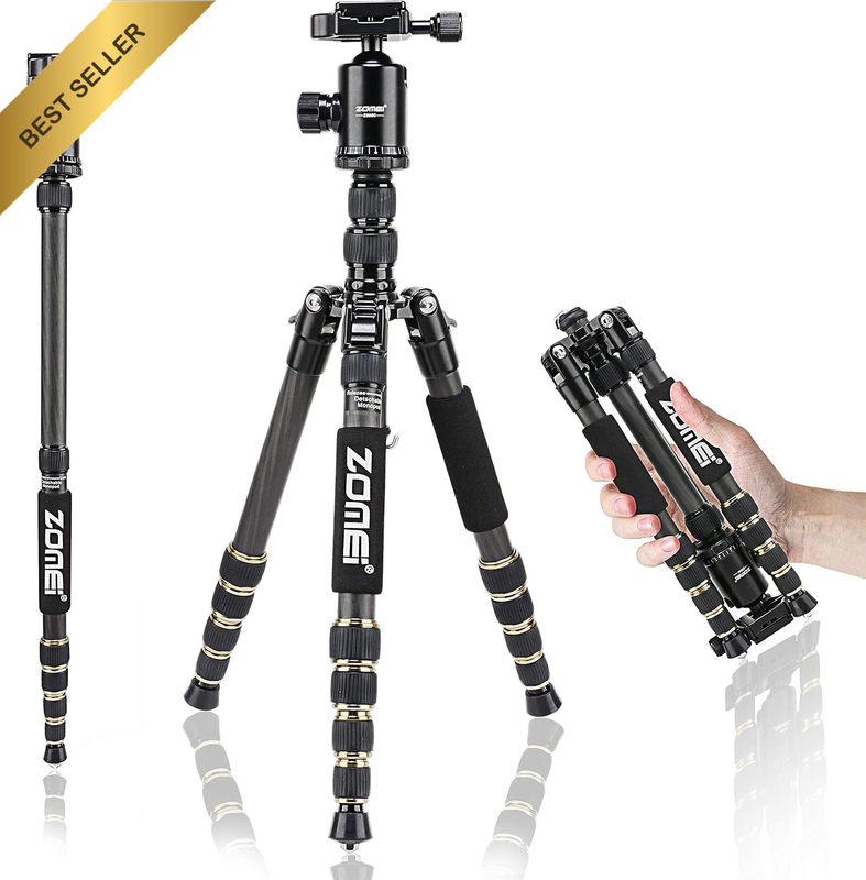 Camera Tripod Z669C Carbon Fiber Portable Travel Tripod with Ball Head for DSLR