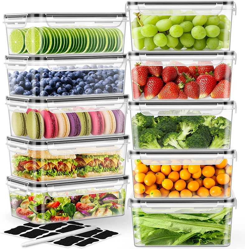 10Pc Meal Prep Containers Plastic Food Storage Containers Airtight Lid Lunch Box