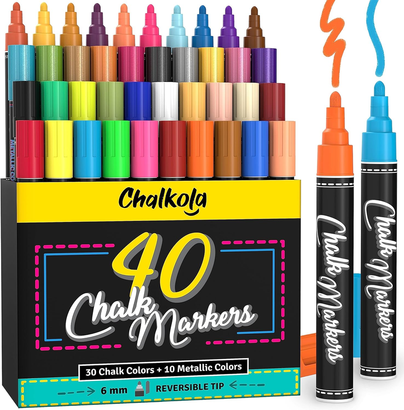 - Pack Of 40 (neon, Pastel & Metallic) Liquid Chalk Pens - For Cha