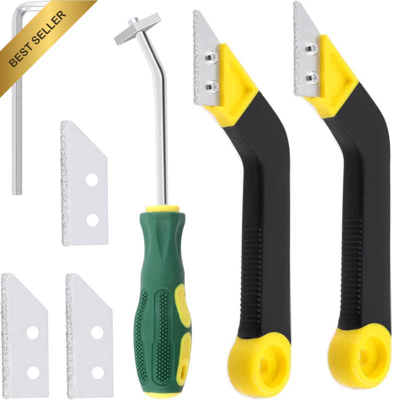 7Pcs Grout Remover Tool Kit, Including 2Pcs Tile Grout Hand Saw with 3Pcs Extra