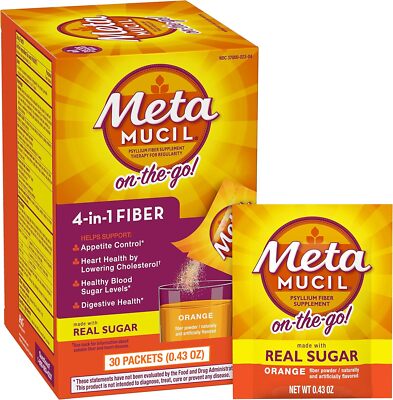 Metamucil On-the-Go, 4-in-1 Fiber for Digestive Health, 30 Packets EXP 2/25