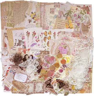 260 Pieces Vintage Scrapbook Supplies Pack Vintage Ephemera Bundle Junk Journal