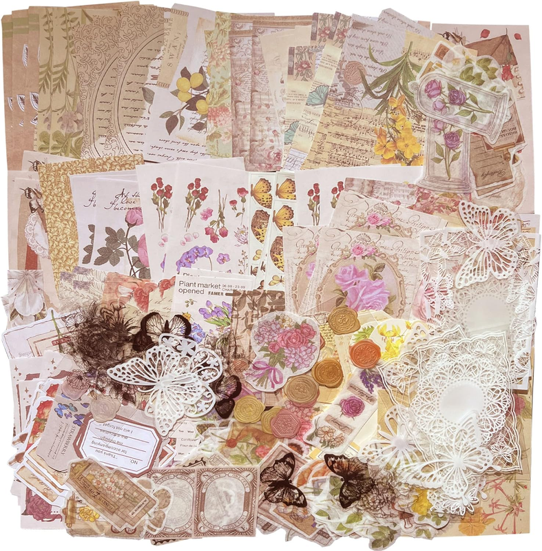 260 Pieces Vintage Scrapbook Supplies Pack Vintage Ephemera 