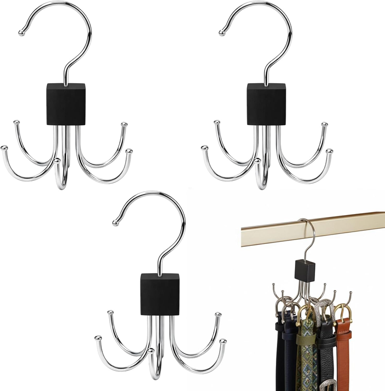 3 PCS Belt Hanger, Belt Organiser and Tie Hanger for Closet Storage, Space Savin