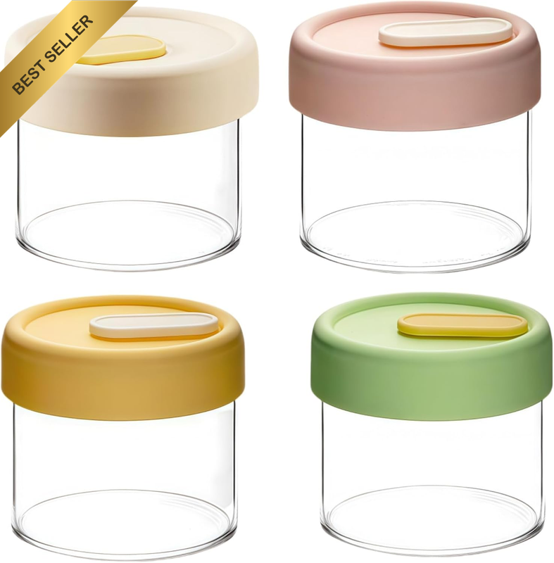 4 Pack 8Oz (240ML) Overnight Oats Jars with Silicone Lids, High Borosilicate Air