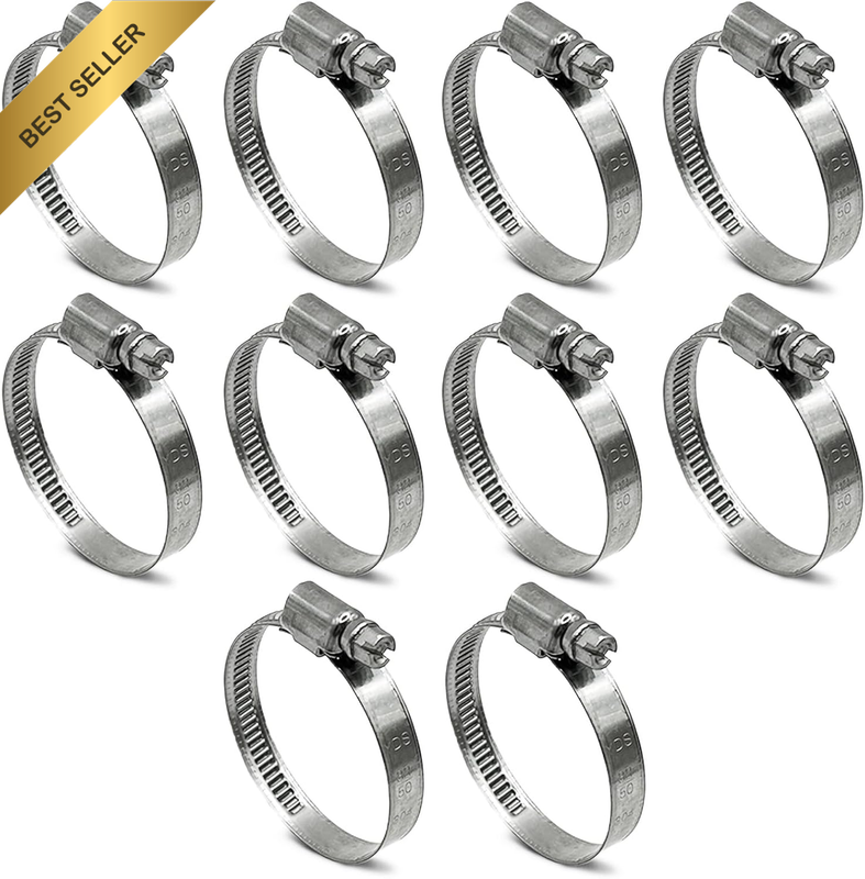 Embossed Worm Gear Hose Clamps Size#24, 1-1/4 to 2 Inch Adjustable Heavy Duty St